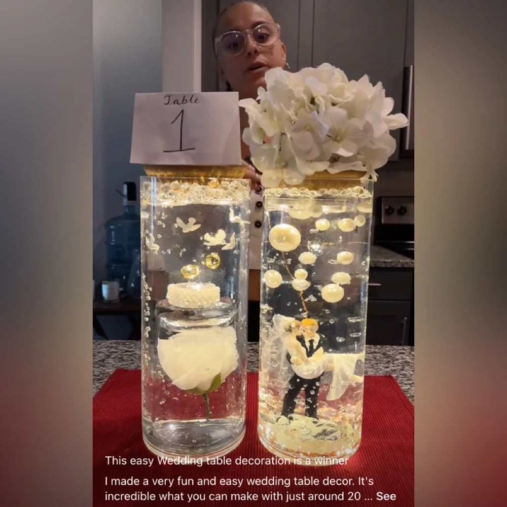 Set Clear Glass Vase + Dry Floral Decor